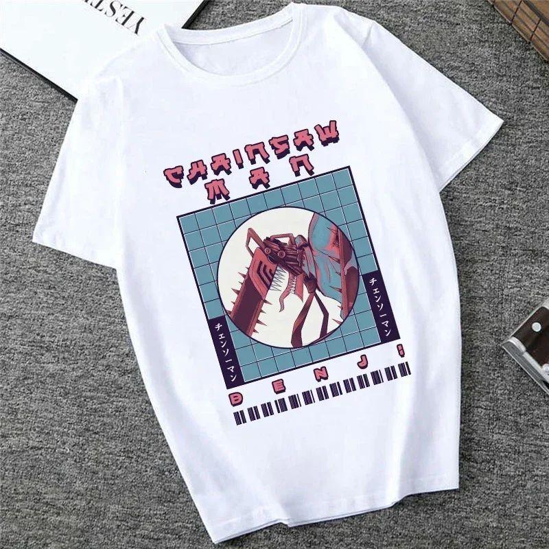 Harajuku Tops Anime Tshirt Unisex Chainsaw Men T Shirt Women Funny Cartoon Pochita Makima T-shirt Graphic Tees Tops Female 90