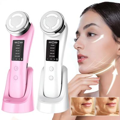 Skin Tightening Machine Face Lifting Device For Wrinkle Anti Aging EMS Skin Rejuvenation Radio Frequency Facial Massager(Pink/White)
