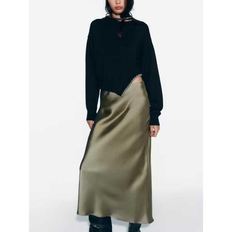 Za2024 Spring-Summer New Type Women's Sheath Skirt Long Dress Silk Satin Texture Midi Dress 1165054 401