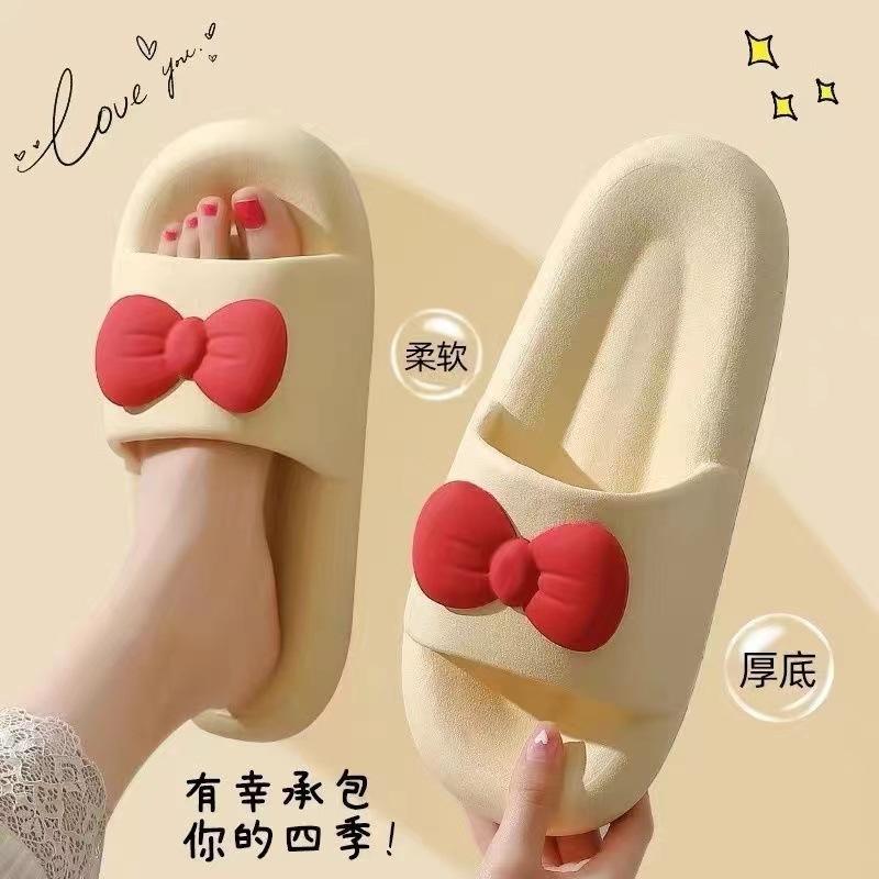 Slippers women wear cute cartoon thick bottom super soft indoor home bathing non-slip and cool slippers women in summer
