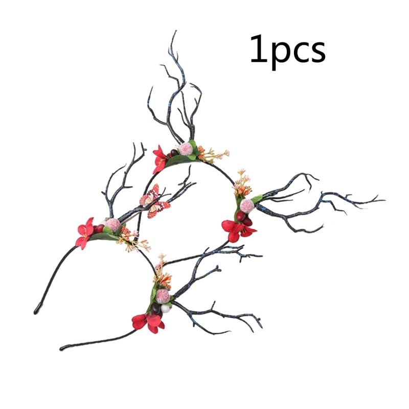 Cute Tree Branch Reindeer Antler Hair Hoop Women Photography Makeup Headband for Christmas Party Hair Accessories