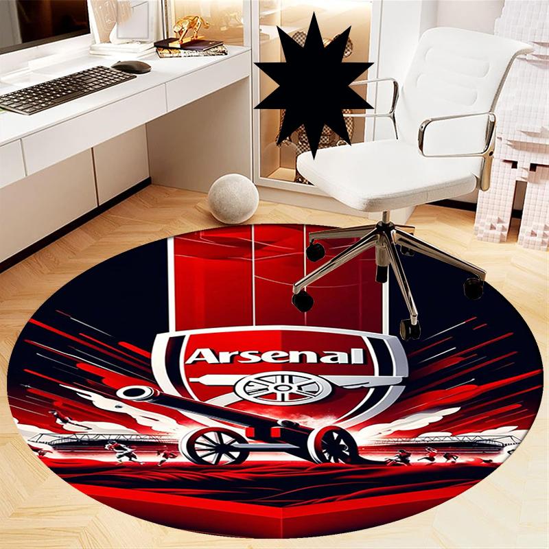 Arsenal Football Club Printed Round Rug Carpet Chair Rug Area Rug Entryway Doormats,for Office Chair Living Room Bedroom Kitchen Room.