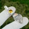 925 Silver Natural Mexican Laguna Lace Agate Citrine Bezel Boho Pendant Jewelry