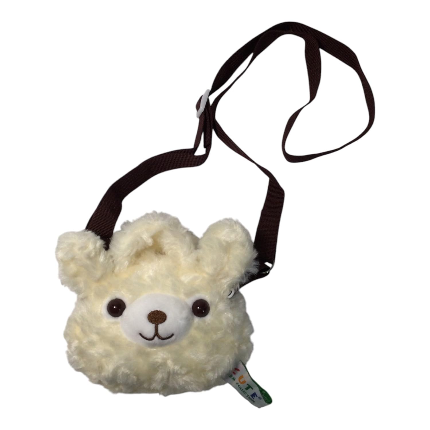 

Cute Sales Plush Alpaca Face Purse Small White F0202