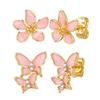 Light Luxury Pink Petal Flower Stud Earrings for Women, Trendy Butterfly Earrings, Exquisite Aesthetics Jewelry for Daily Party