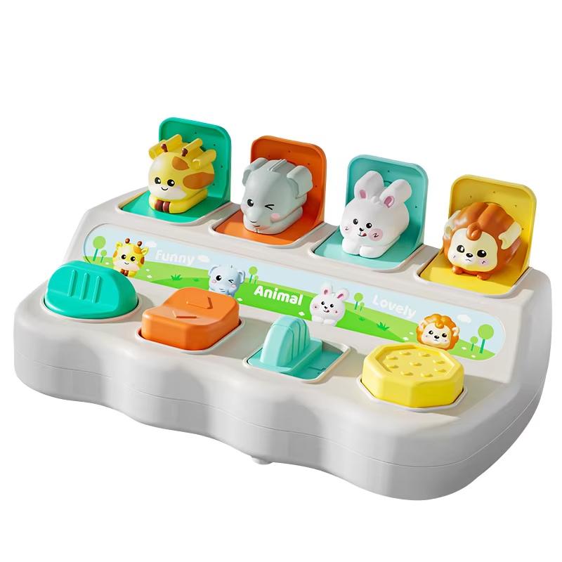 Bebek Pop-Up Hayvanlar Oyuncak Montessori Oyuncak Saklambaç Anahtar Düğme Kutusu Renk Ayırma Hayvanlar 6+ Ay Erkek Kız Çocukları İçin Eğitici Oyuncak