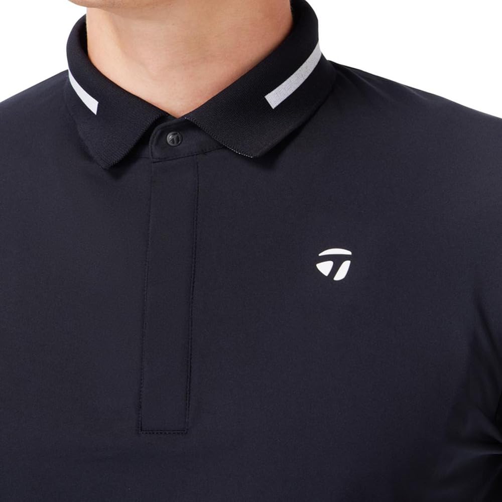 TaylorMade Tour TM Brushed Long Sleeve Polo, Black, Size M, Men's, 2024FW UN332