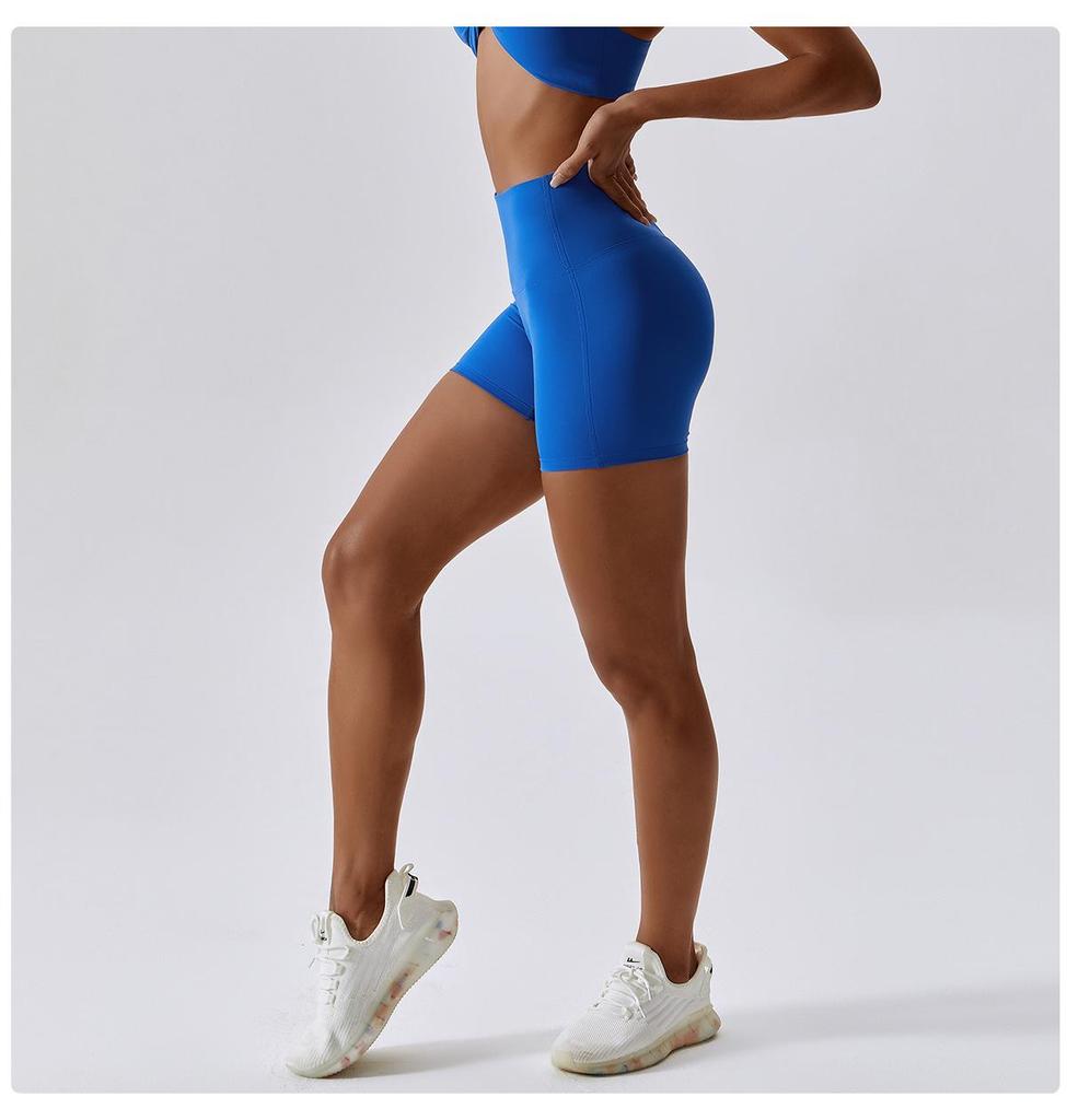 Candy Color Quick-Dry High-Waisted Nude Yoga Shorts - Hip-Lifting Running Fitness Leggings