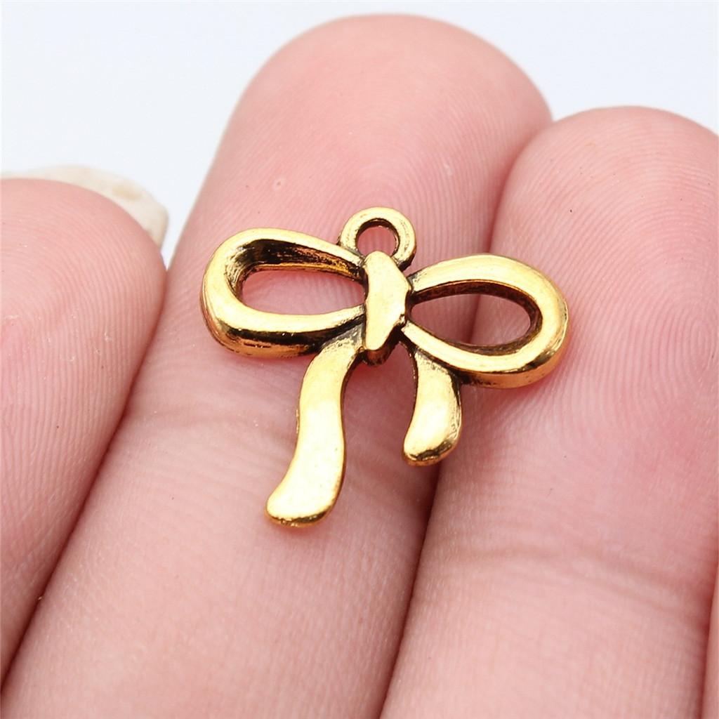 

Bows Ribbon Gift Wrap Charm Antique Bronze Zinc Alloy Jewelry Making Supplies Craft Supplies Style Necklace Pendants A30-10pcs-19x18mm