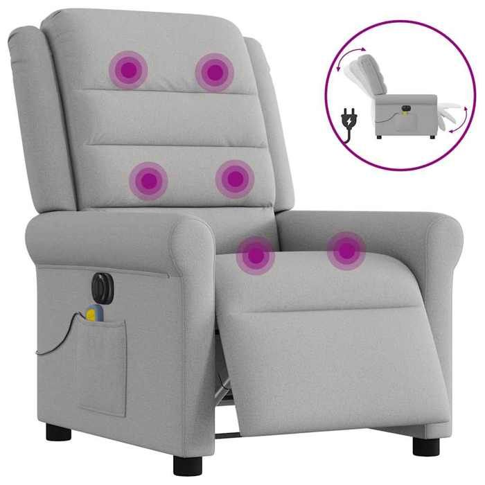 VidaXL Fauteuil de massage inclinable électrique gris nuage tissu 3303313