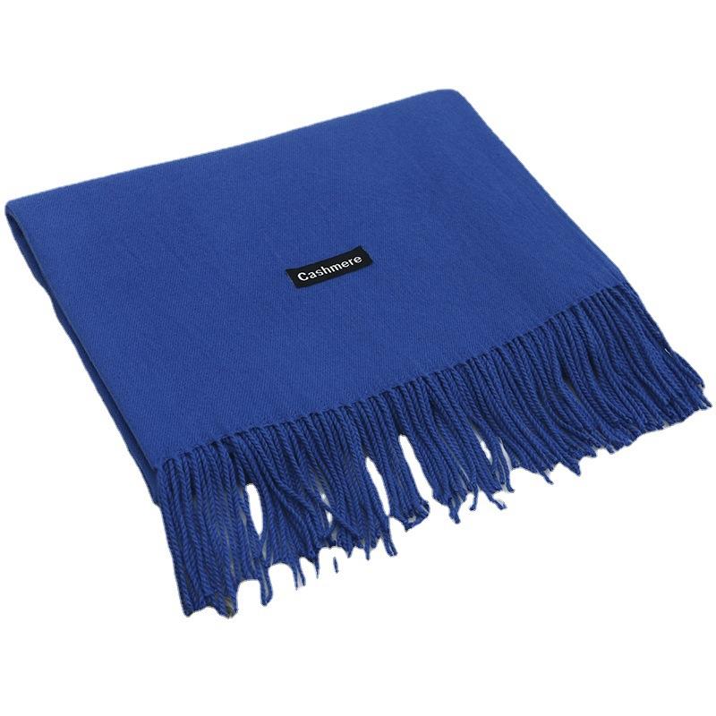 70*200 Cm Otoño E Invierno Nuevo Bufanda de Cachemira para Mujer Color Sólido Imitación Cachemira Bufanda Pull Gruesa Bordado Cachemira Chal