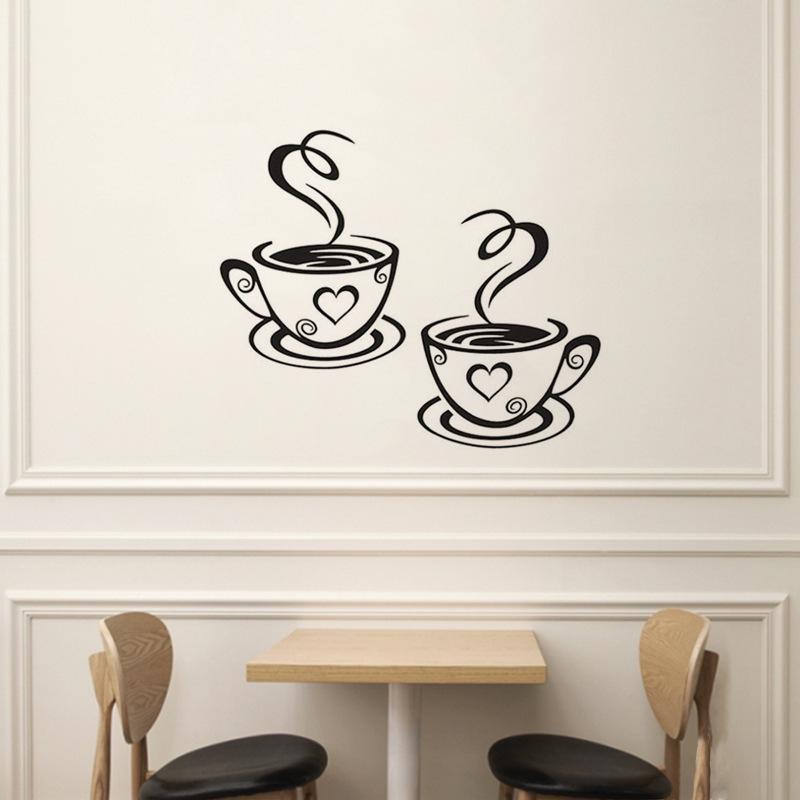 Coffee Cup Wall Sticker Creative Kitchen Decor Background Removable Self-Adhesive Wall Decal