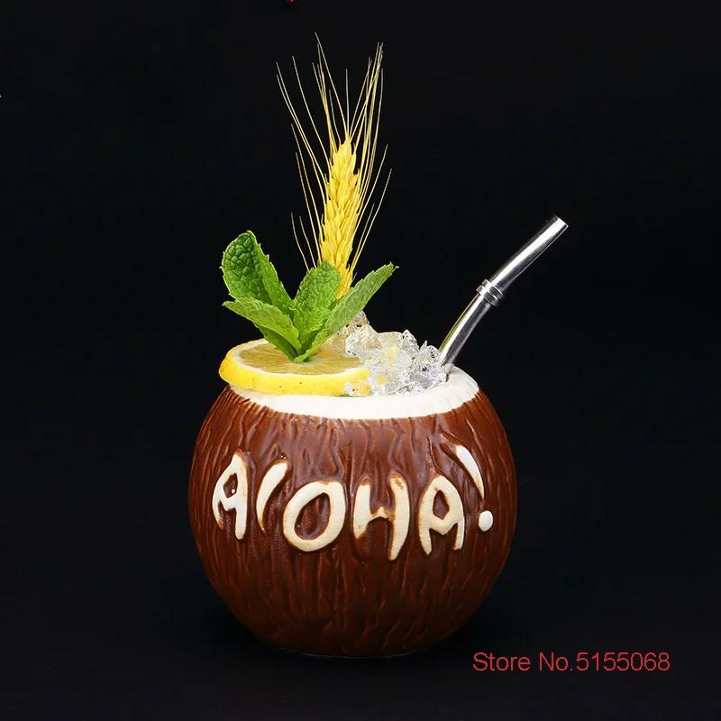 Coconut TIKI Mug Hawaiian Bar Decor Drinkware Ceramic Cocktail Glass Tropic Amorous Feelings Beach Party Mug Cup Beer Steins
