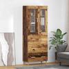 Highboard Reclaimed Wood 69.5 x 34 x 180 cm Engineered Wood and Glass