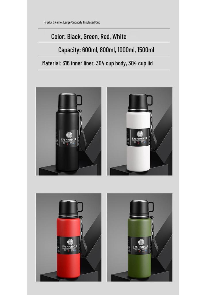 Large Capacity 304 Stainless Steel Insulated Portable Thermos Cup with Tea Separation