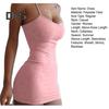 Women Slip Dress for Club Party Beach Spaghetti Strap Sheath Slim Fit Dress Sleeveless Backless Strappy Dress Solid Color Summer Mini Dress