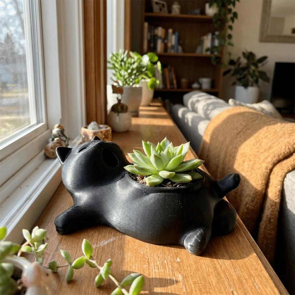 Cat-shaped Storage Box Mini Plant Pot 3D Printed Succulent Pot Funny Cat Flower Pot Tabletop