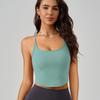 Women's Outdoor Wireless Longline Running Bra Shockproof Sports Vest Sexy Spaghetti Straps Cross Back Fitness Yoga Top