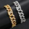 New European American Brass Zircon 15mm Pig Nose Bubble Unisex Trendy Cuban Bracelet Hip-hop Silver/Platinum Plated Versatile