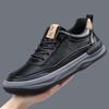 Men's Genuine Leather Crooked Head White Sneakers - Spring, Versatile, Thick Sole, Breathable, Hollow Casual Board Shoes