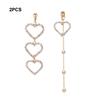 2piece Golden Alloy Made Charm Earrings For Elegant Style Crystal Tassel Pearl Partners Friends