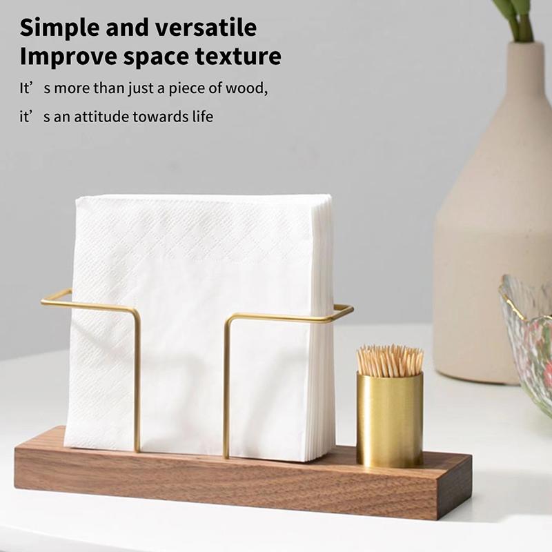 Desktop Organizer Tableware Supplies Wood Tissue Paper Holder Napkin Holder Brass Tissue Box Storage Toothpick Box