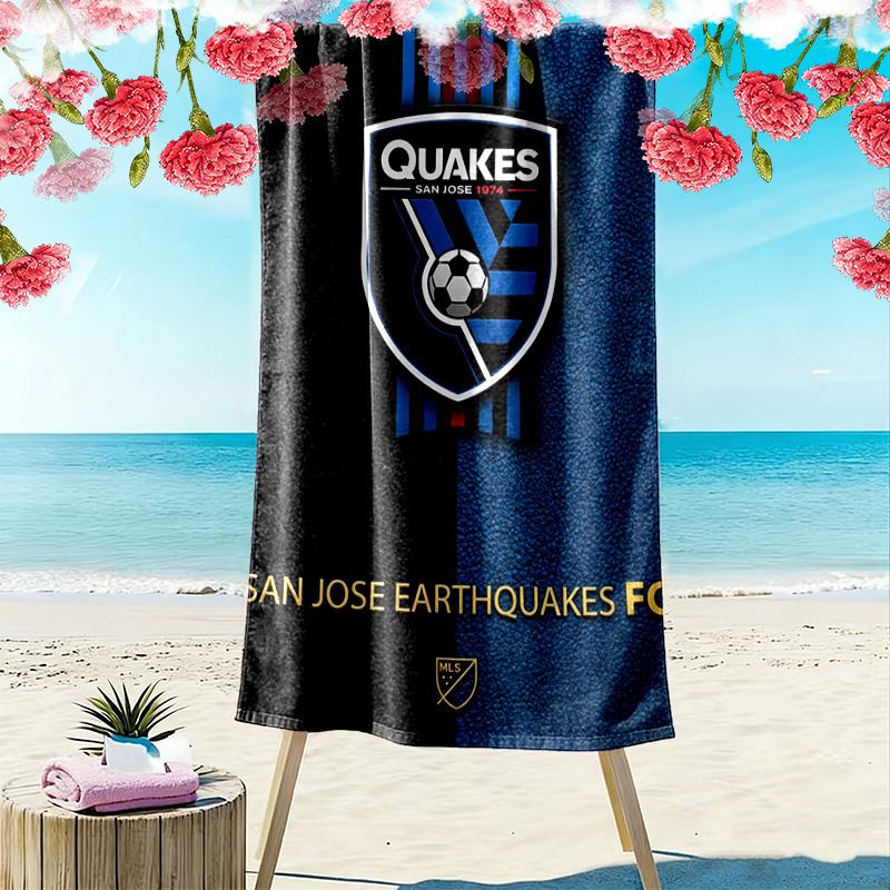 Name Custom San Jose Earthquakes Print Beach Towel, Large Soft Quick Dry Towel for Beach Camping Swimming