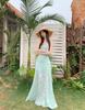 Seaside Resort Mint Green Spaghetti Strap Dress - Women's 2026 Summer Waist-Cinching Long Gown