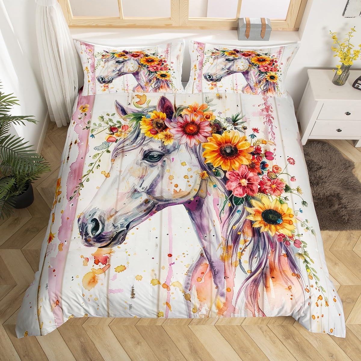 Пододеяльник с изображением мультяшной лошади King Queen Galloping Horse — фото 5