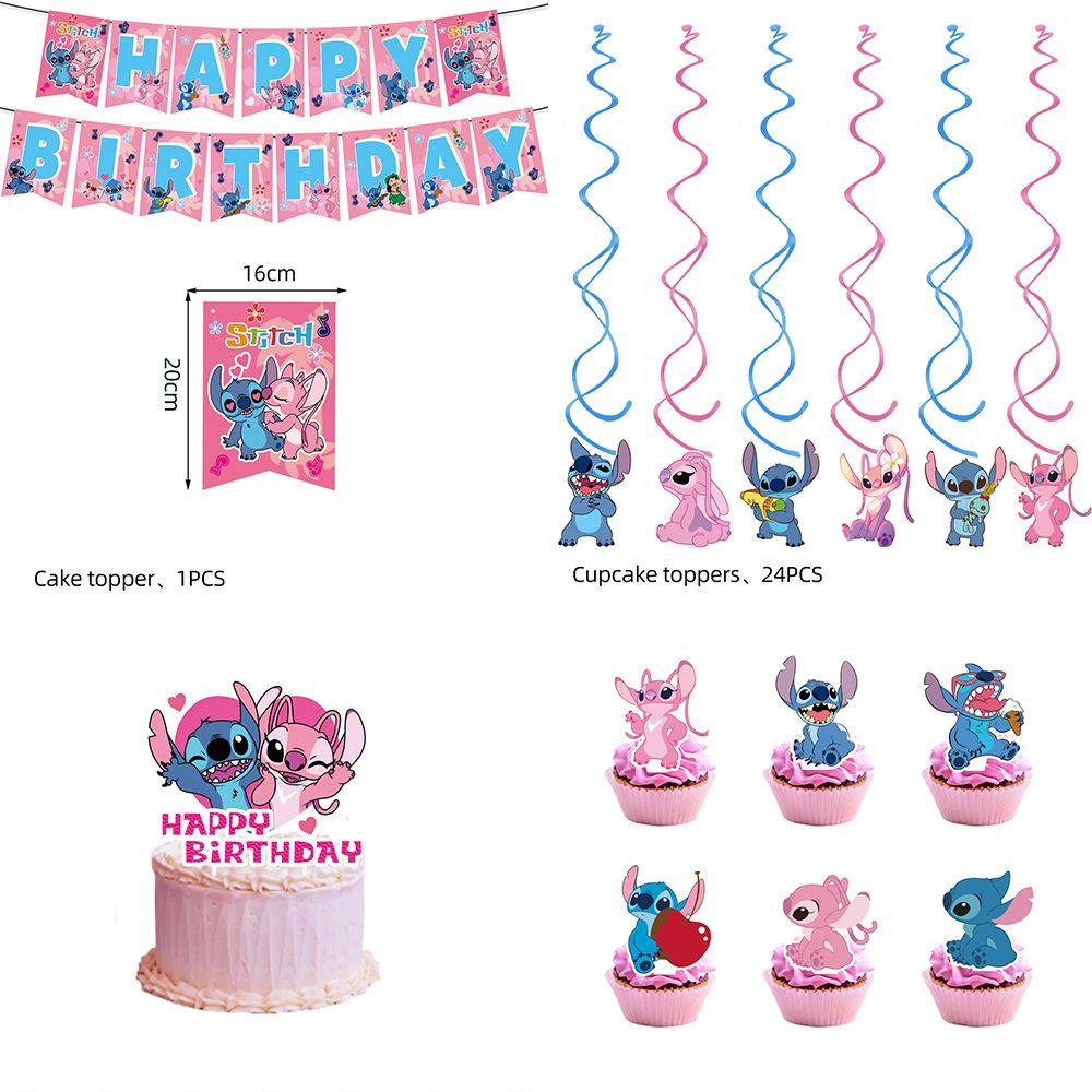 Lilo Pink Stitch Birthday Party Decorations Supplies Tableware Banner Balloon