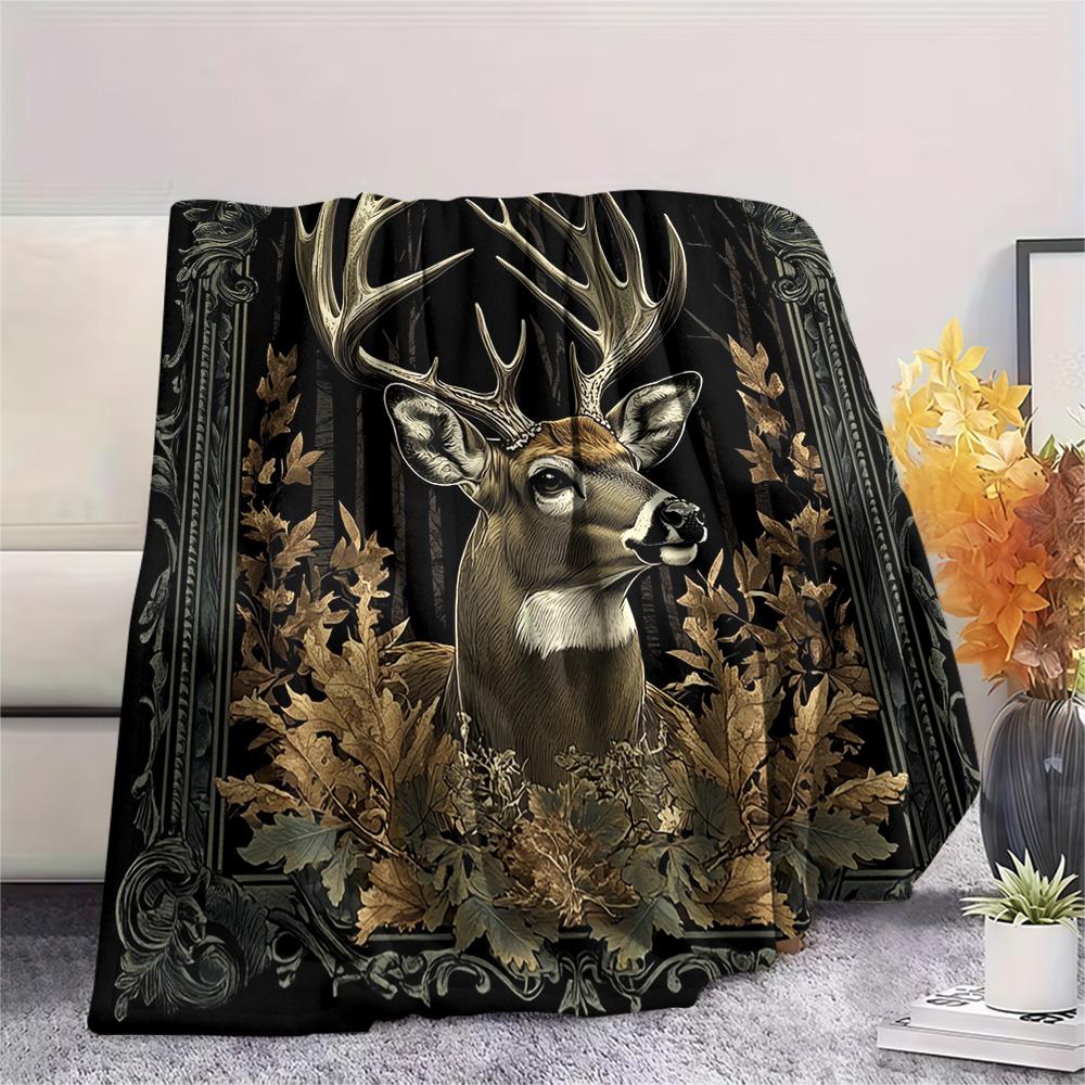 

Deer Print Flannel Blanket, High quality Comfortable for All Seasons, Home Decor, Warmth and Comfort, Perfect for Christmas Gifts 80cm x 120cm