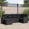 VidaXL Garden Lounge Set 6 Pcs with Cushions Black Braided Resin 3219245