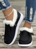 European and American thick-soled plush low-top single shoes women's warm color matching cotton shoes
