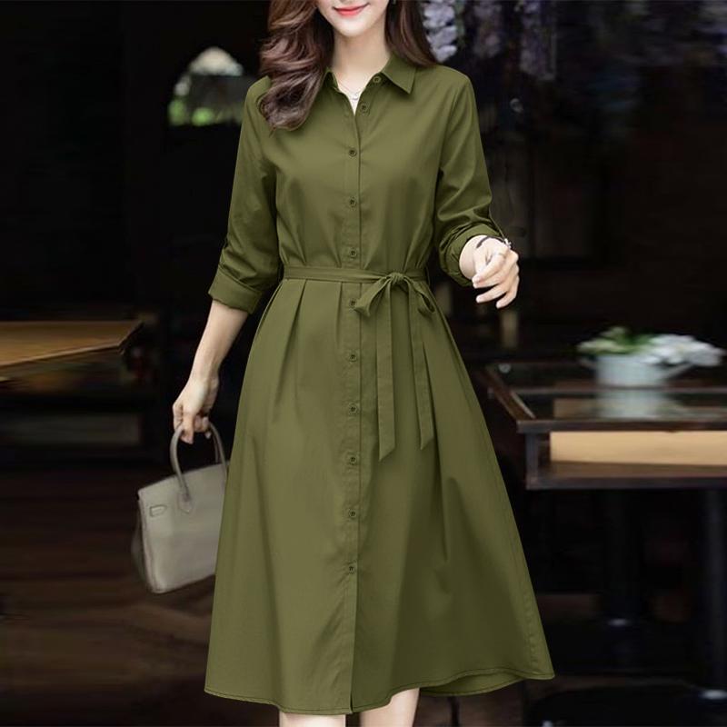 ZANZEA Damska luźna sukienka z długim rękawem i kołnierzykiem typu „sweet down”