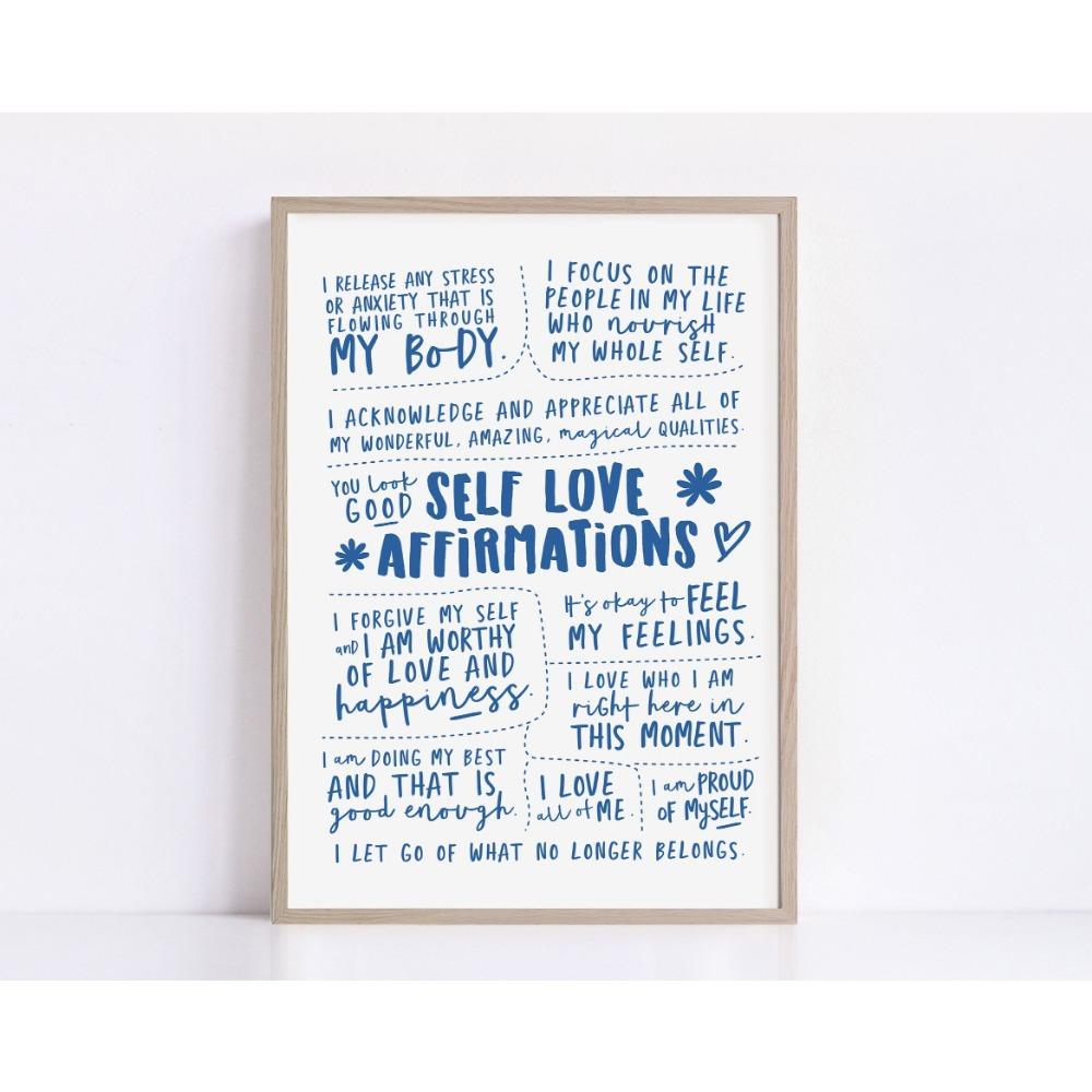 Trendy Minimalist Daily Affirmation Poster Printable Inspirational Wall Art Office Decor Self Love Catchphrases Canvas Painting