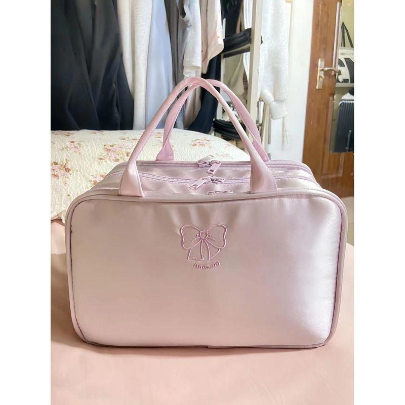 

2025 New Arrival Neutral Three-Layer Large Capacity Layered Cosmetic Bag Travel Storage Bag Wash Bag Pink Handbags Pink