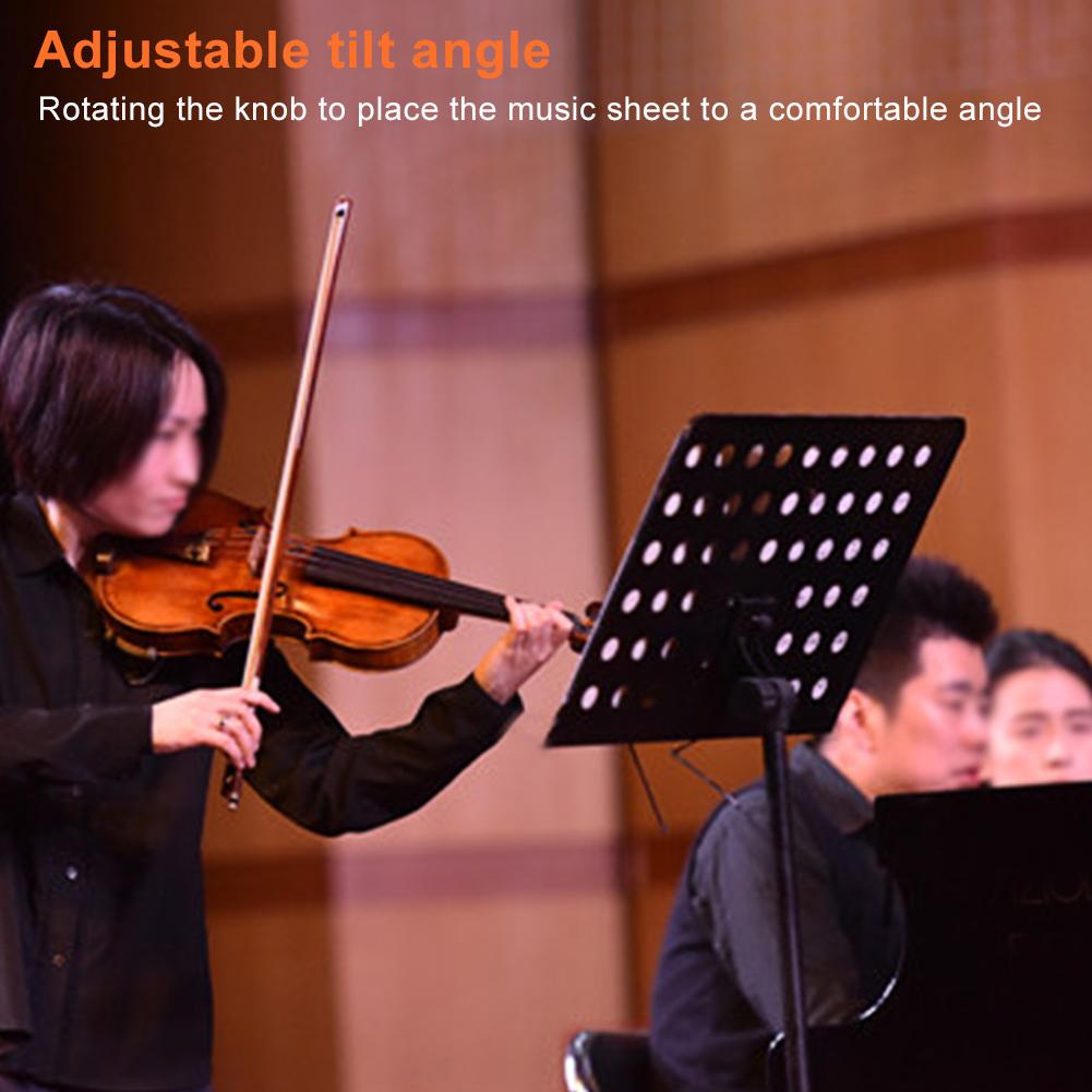 anger -05R Folding Music Stand Bracket Aluminum Alloy Tripod Holder(Black)