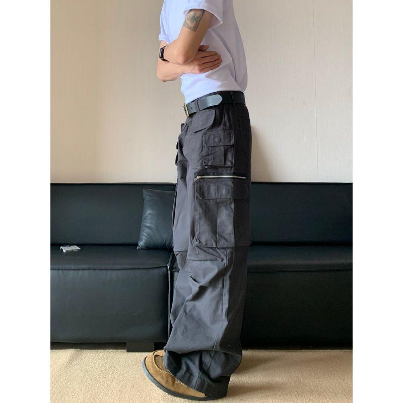 Cabbage Coke American Retro Multi-Pocket Design Cargo Pants Loose Casual Straight-Leg Floor-Length Pants Unisex Ins