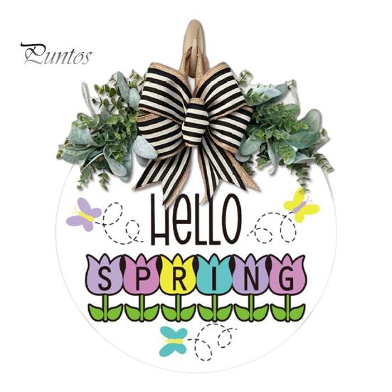 

Привет, весна, дверной знак, весеннее украшение, деревянный венок, входная дверь, приветственный знак для фермерского дома, крыльца, внутреннего и наружного декора 30*30cm E