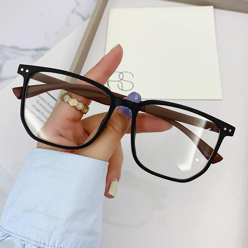 Gradient Tea Square Finished Reading Glasses Fashion Womwn Men Ultralight Big Frame Anti Blue Light Prescription Eyeglasses +2.5