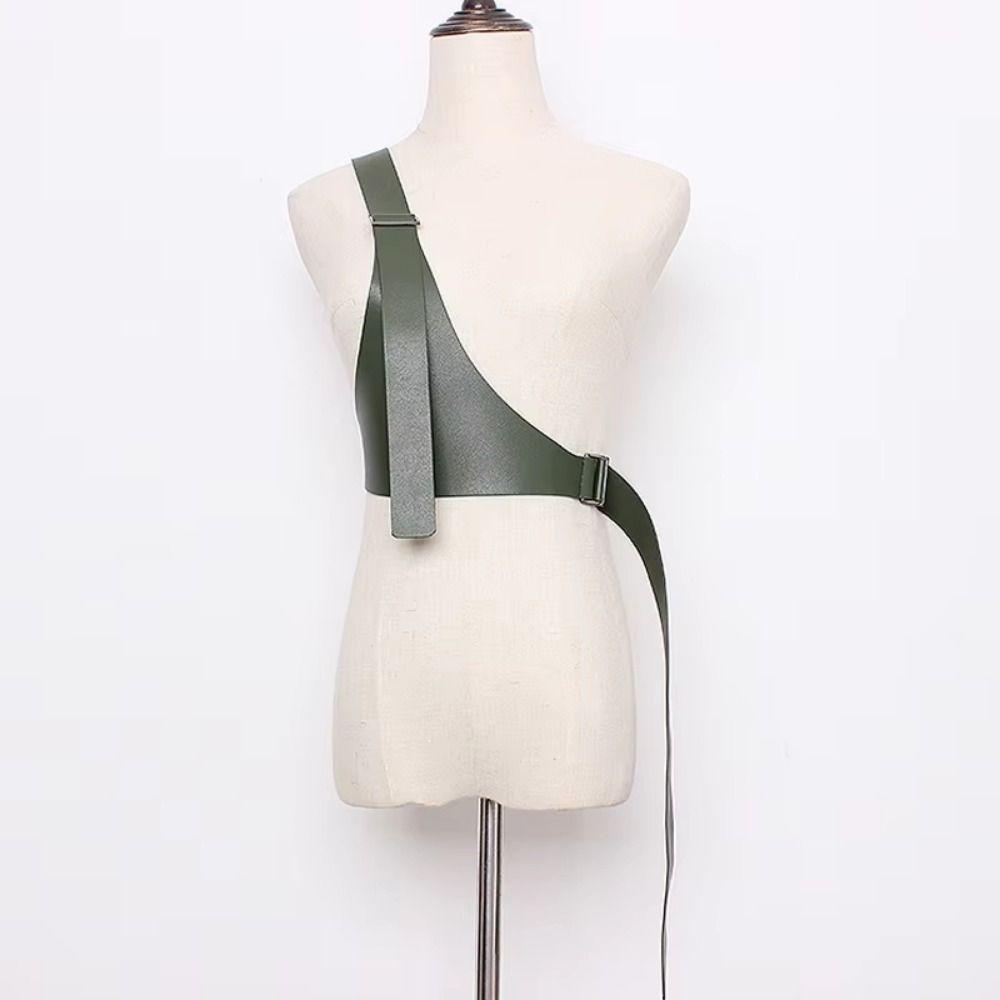 Irregular Design One-shoulder Strap Belt PU Leather Dress Cummerbunds Body Suspender  Autumn
