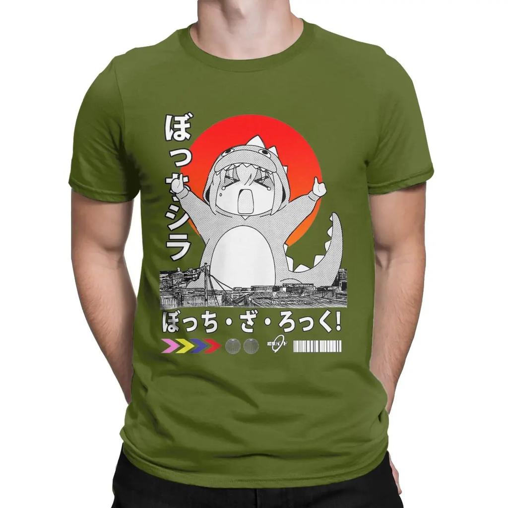 Men T-Shirts Kawaii Bocchi Kaiju Vintage Pure Cotton Tees Short Sleeve BOCCHI THE ROCK T Shirt Crewneck Tops Summer