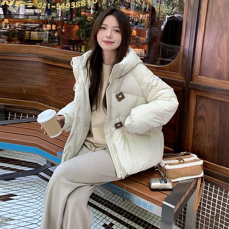 Winter Hooded Padded Cotton-padded Jacket Loose Cotton Coat.