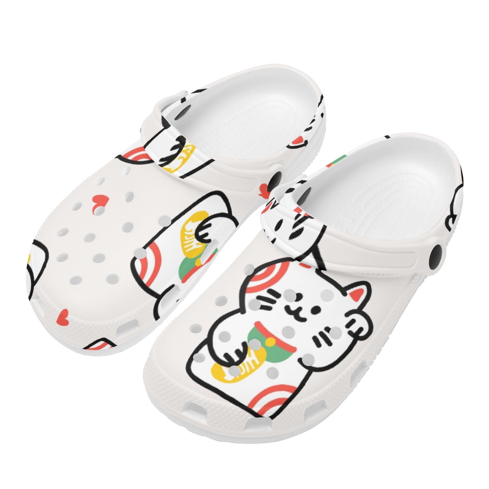 Cute Printed EVA Clogs Adult Unisex Breathable Soft Sole Slip On Casual Footwear Soft Sole Summer Sandals Indoor Outdoor Wear 36 белый