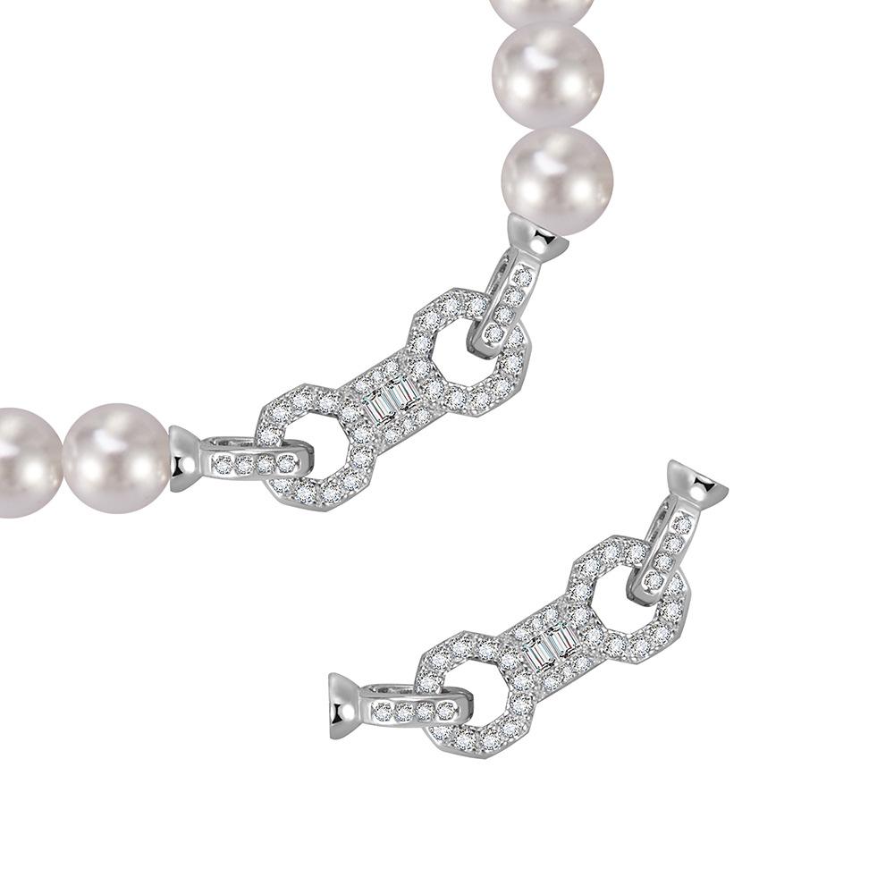 DIY Beaded Pearl Jewelry Set: S925 Silver Double Tail Buckle with Micro-set Zirconia