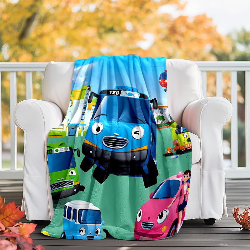 the little bus tayo printed throw blanket—lightweight,soft,warm;versatile blanket for all seasons—perfect as &air-conditioning throw,nap blanket