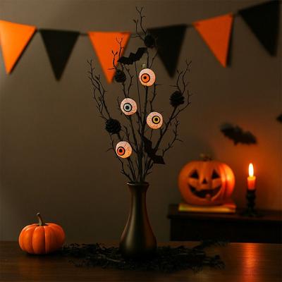 Bouquet d'érable et de chauves-souris d'Halloween de 50 cm Noir Réaliste Artificiel Branche de brindille Effrayant Plastique Faux Plantes Maison Bureau Fête