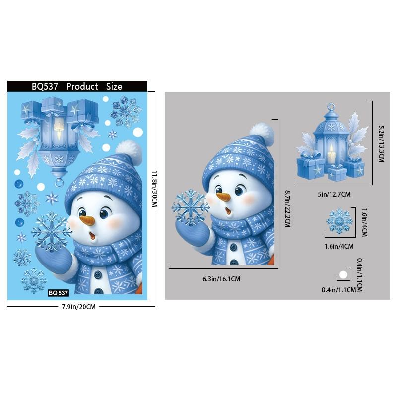 Juldekorationer: Snögubbe, Snöflinga, Glasstickers, Julpartydekorationer, Statiska stickers.