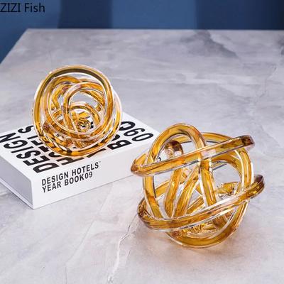 Twisted Coil Creative Transparent Glass Chain Sculpture Desk Decoration Crafts Ornaments Room Aesthetics Decor Modern Artwork