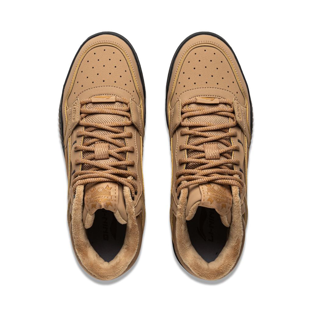 Li Ning Yue Bai Hi Casual Versatile Thick Sole Height Increasing Fleece Warm Non-Slip Wear-Resistant Mid-Top Sneakers Women Sneakers AGCU314-9